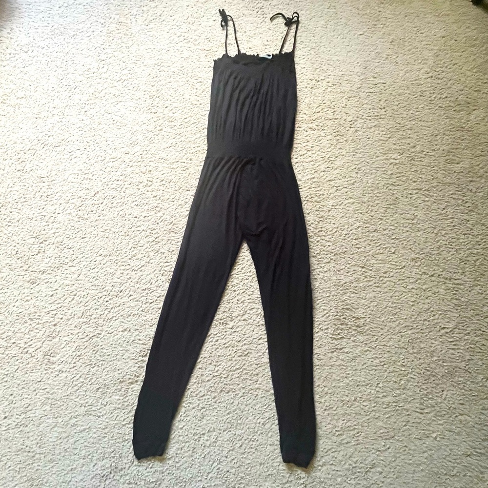 frk black spaghetti stap jumpsuit in viscose size S